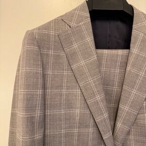Suitsupply Gray Windowpane Wool Suit Jacket 38R Lazio